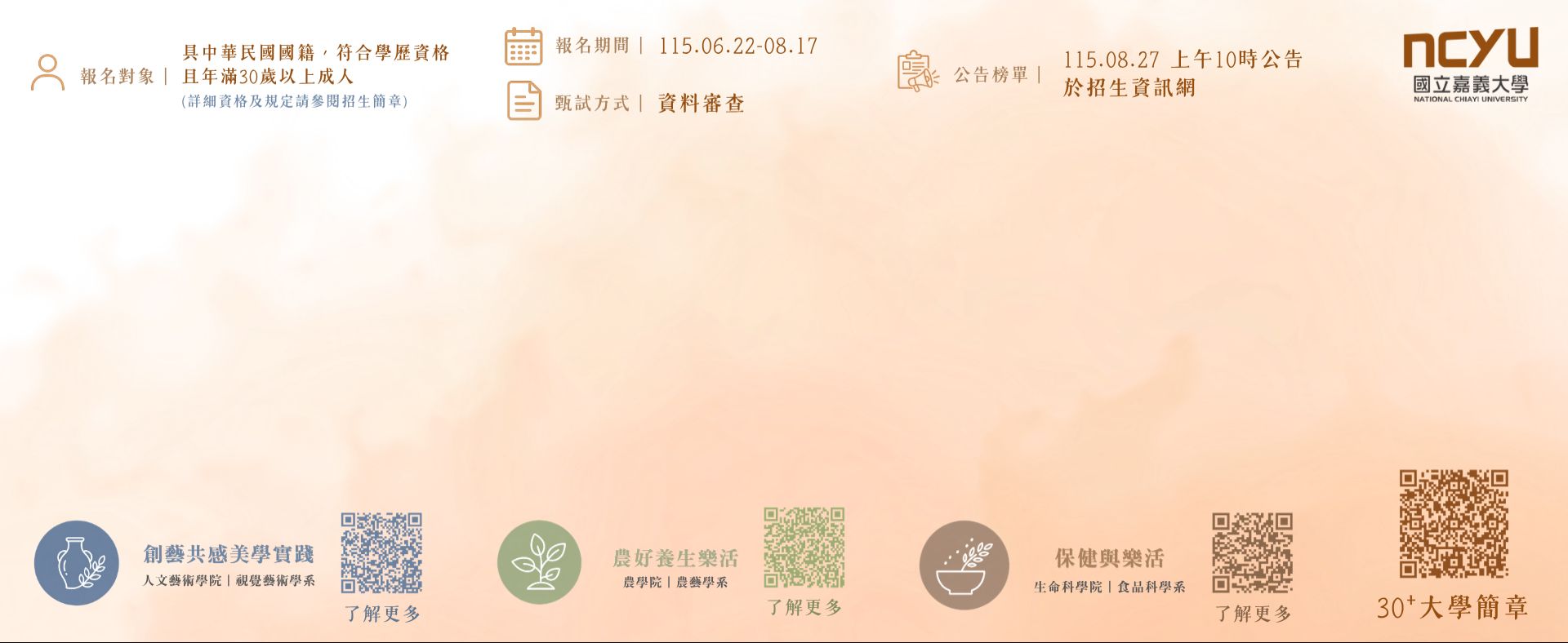 115學年度30⁺大學招生