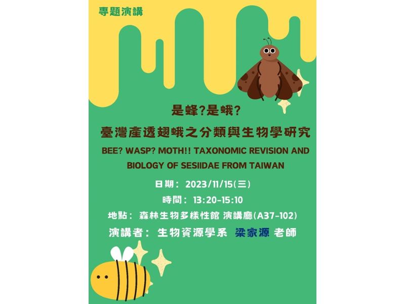 是蜂?是蛾?臺灣產透翅蛾之分類與生物學研究  BEE? WASP? MOTH!! TAXONOMIC REVISION AND BIOLOGY OF SESIIDAE FROM TAIWAN