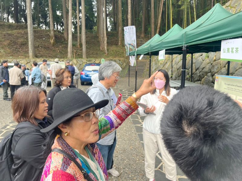 圖3:嘉大森林學系學生於雲林石壁竹林展區為到訪遊客解說。(照片由何教授提供)