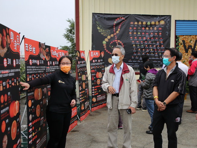 The students of the NCYU Department of Horticultural Science explained the differences of various types of citrus fruits to the visitors.