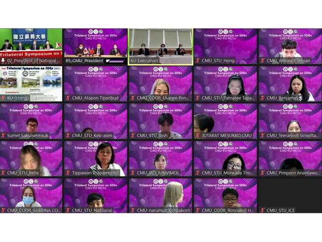 三所學校師生參與2021臺泰日三校線上研討會合影。
